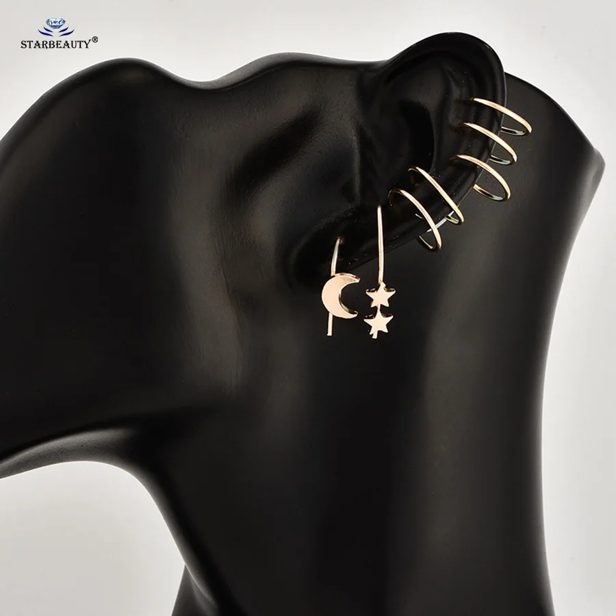 Starbeauty 7 шт./лот новые звезды луна пирсинг для козелка ушной раковины Daith серьги ювелирные изделия поддельный Пирсинг нос золотистое кольцо поддельные серьги