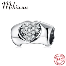 Новинка 925, Стерлинговое Серебро, ручная работа, чем любовь, блестящий кристалл, циркон, прекрасные бусины, сделай сам, ювелирное изделие, подходит под браслет Pandora