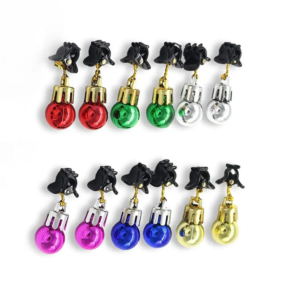 

12 PCS Christmas Round Bulb Clip Beard Ornament 2CM Vibrant Colorful with Random Color