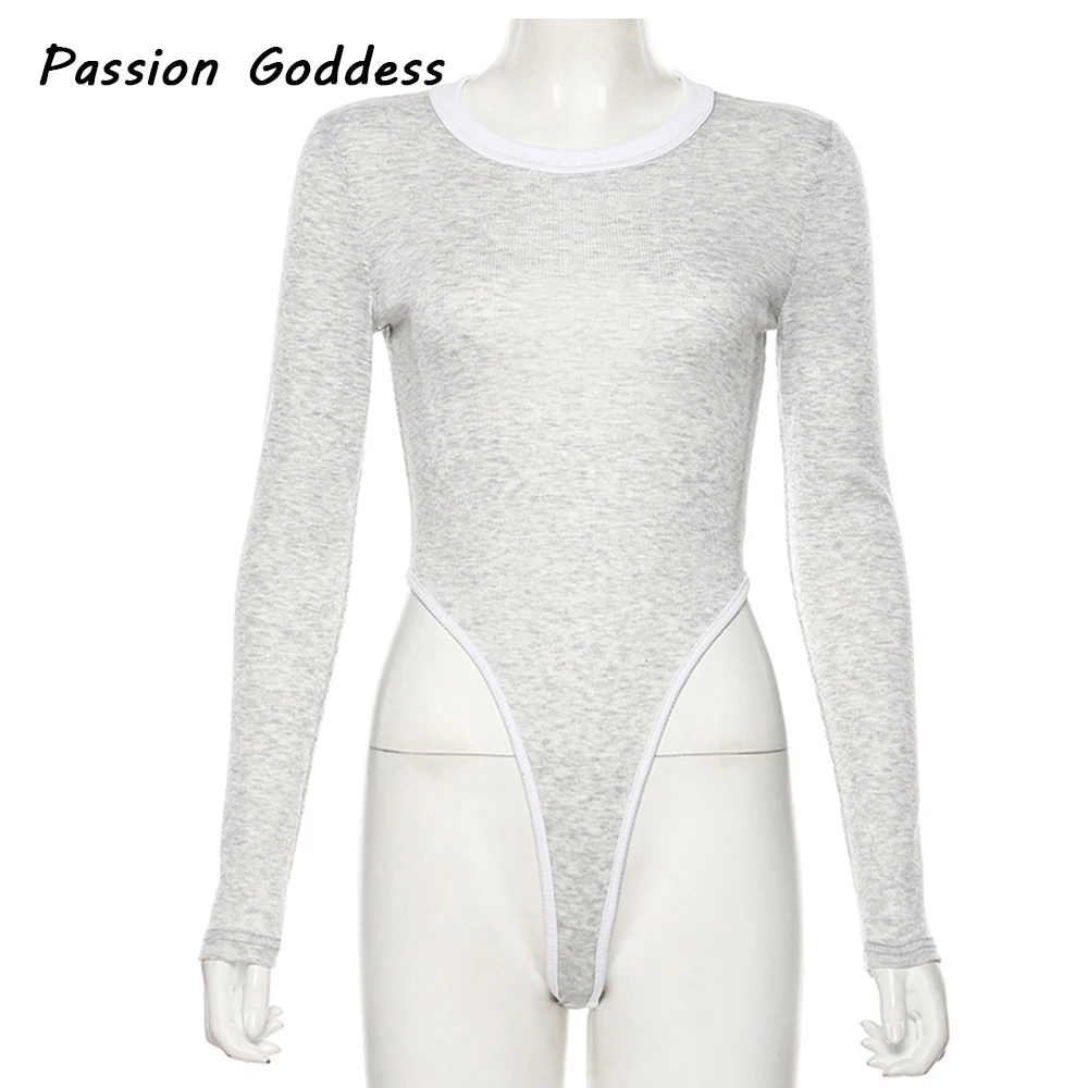 Winter Autumn Women Long Sleeve Basic Bodysuits Rompers Round Neck Slim Bodysuit Outfits Overalls Skinny Bodysuits Solid Color