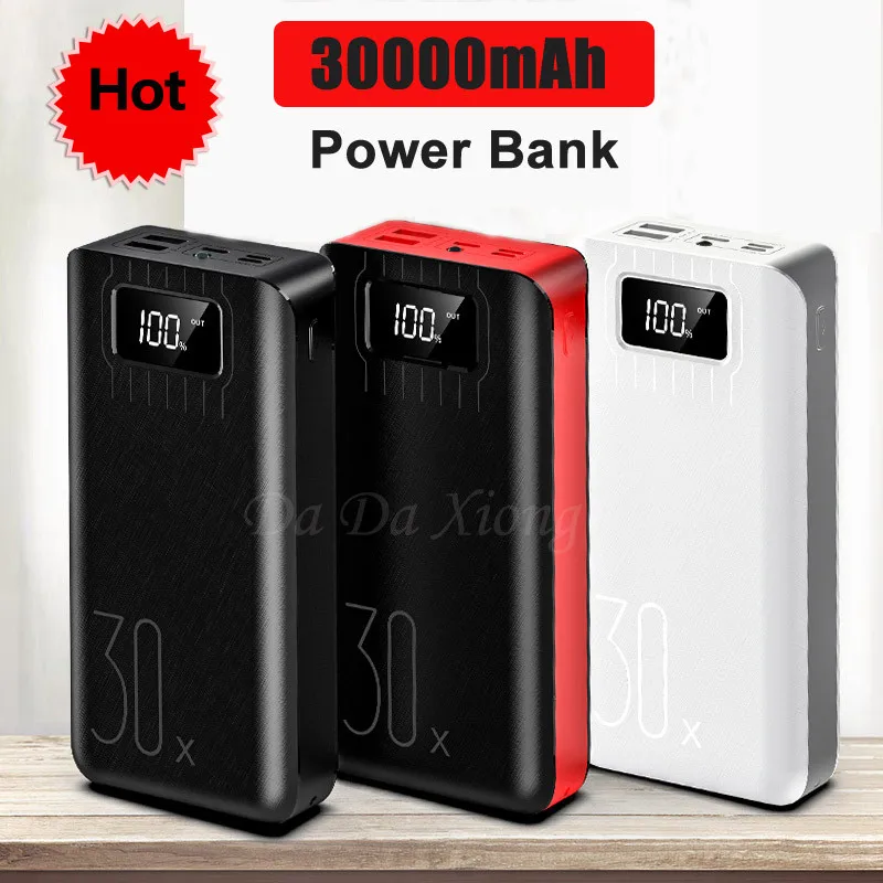 

18650 Real Capacity Power Bank 30000mah External Battery 3 USB LED Powerbank Type-c Portable Mobile charger for Xiaomi One plus