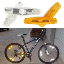 2 uds radios de advertencia de bicicleta Reflector de rueda de montaña radios de seguridad montaje reflectante Vintage Clip Color amarillo y blanco