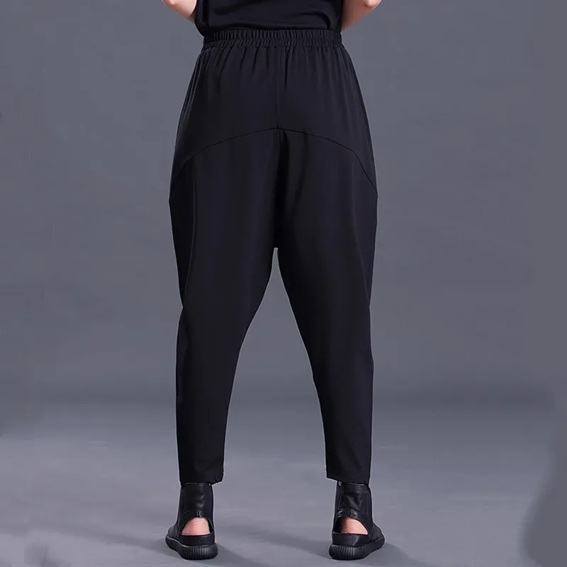 black cotton plus size high waist casual loose autumn winter ladies trousers Hanging harem pants women streetwear clothes