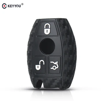 

KEYYOU 10X Silicone Carbon Remote Car Key Case Cover For Mercedes Benz Year 2000+ NEC&BGA E S CL CLS CLA CLK W203 W210