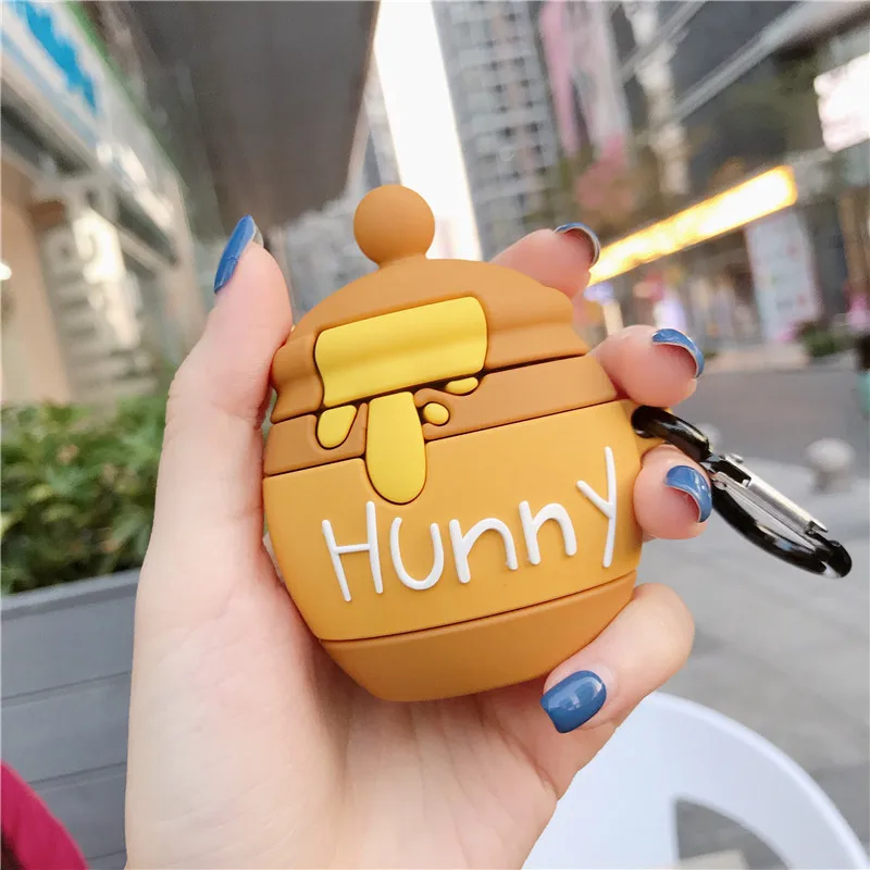 

For Airpods 3D Winnie Pooh honey sugar pot wireless Earphone Case airPods Apple 1 2 soft Silicone Headset protective cover