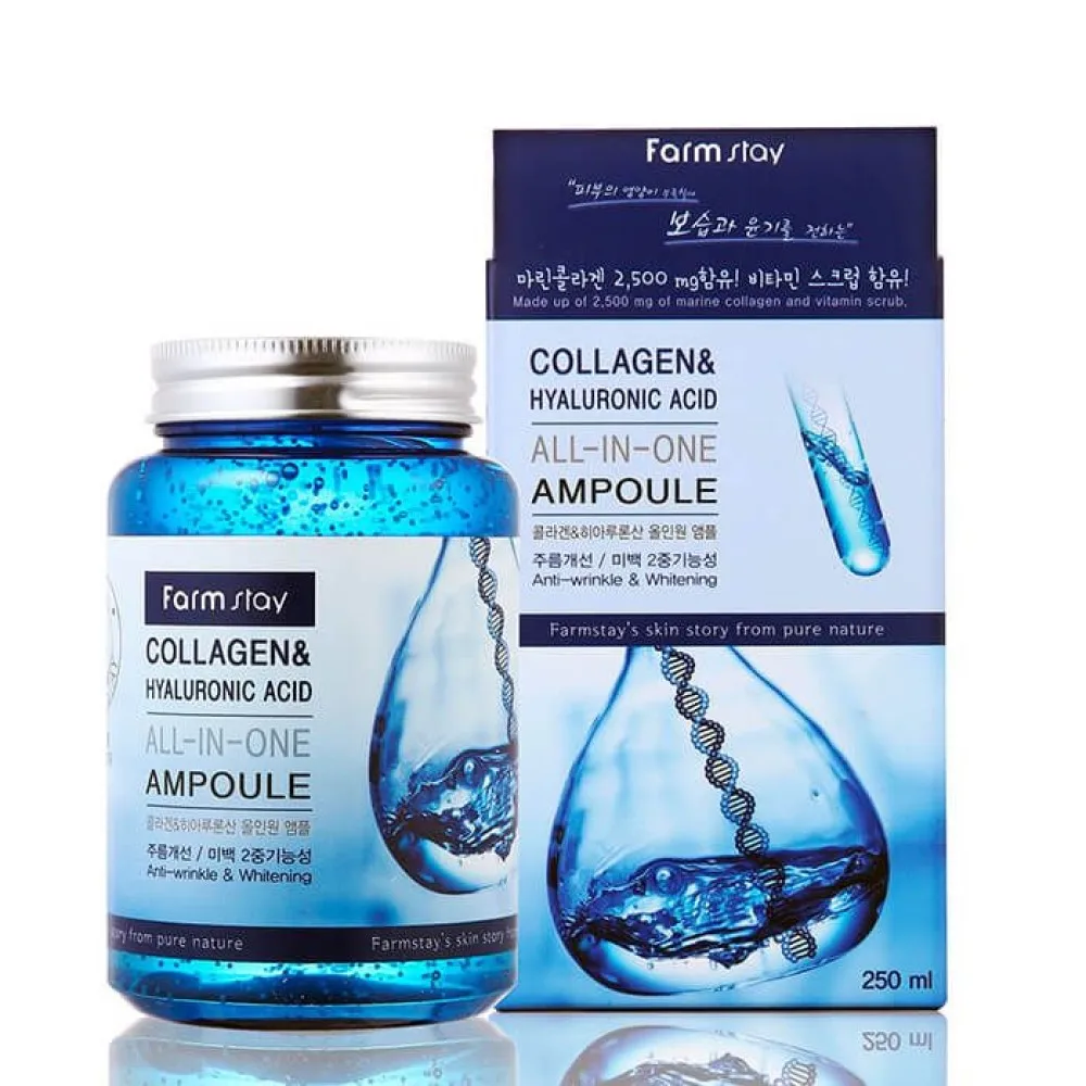 Сыворотка для лица Farm Stay All In One Collagen and Hyaluronic Ampoule 250ml | Красота и здоровье