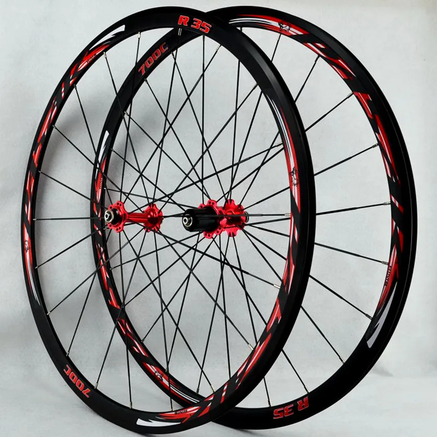 PASAK Bearing R35 Road Bike Wheel Set 700C Wheels Bicycle Wheelset 11 Speed Flat Spokes C / V Brake