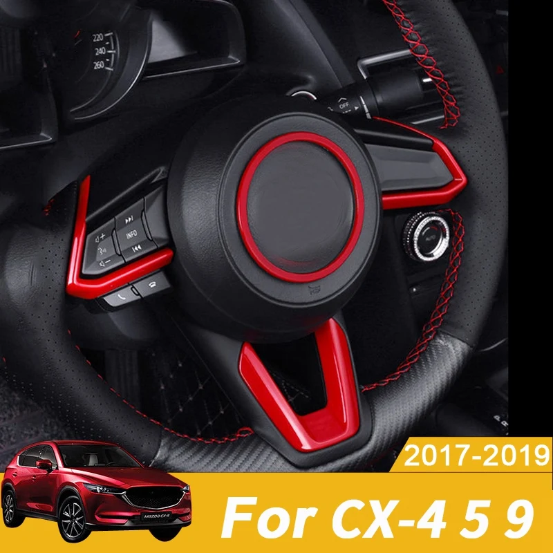 Красный ABS интерьер рулевого колеса кнопки рамка Крышка для Mazda 3 6 CX 4 5 9 2016 2019(4