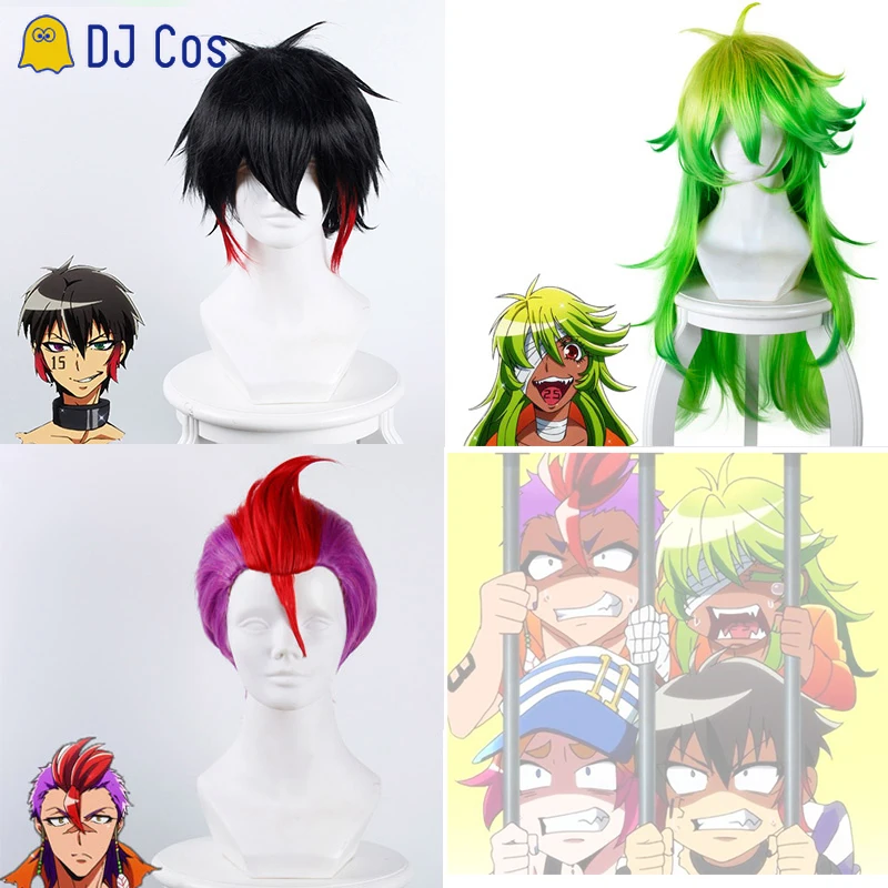 Detentionhouse Nanbaka No.15 Jyugo No.25 Nico No.69 рок парики для косплея дом задержаний черный
