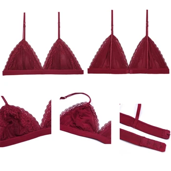

Hot Women's Comfort Push Up No Wire No Padded Deep V Lace Bra Top Women Plus Size Bralette Thin Underwear Wirefree Sexy Lingerie