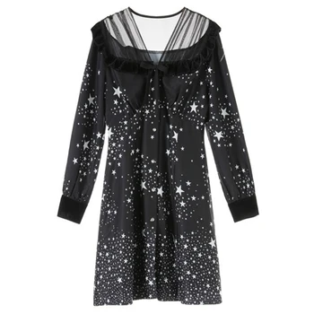

HIGH QUALITY Newest 2020 Designer Runway Dress Women's Long Sleeve Stars Print Casual Dress