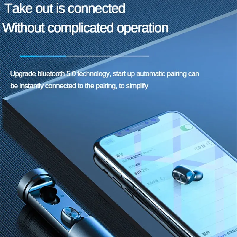 Shoumi TWS Wireless Earphone Bluetooth Headset Stereo in Ear Sports Earbuds with Power Digital Display Touch Mic for Tablet