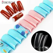 Faux ongles artificiels longue ballerine clair/blanc cercueil faux ongles faux ongles conseils couverture complète Nail Art(China)