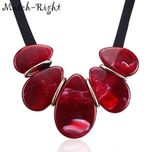 Матч-правой Мода Для женщин геометрический Цепочки и ожерелья и кулоны заявление Цепочки и ожерелья с акриловая подвеска для Для женщин ювелирные изделия SP060