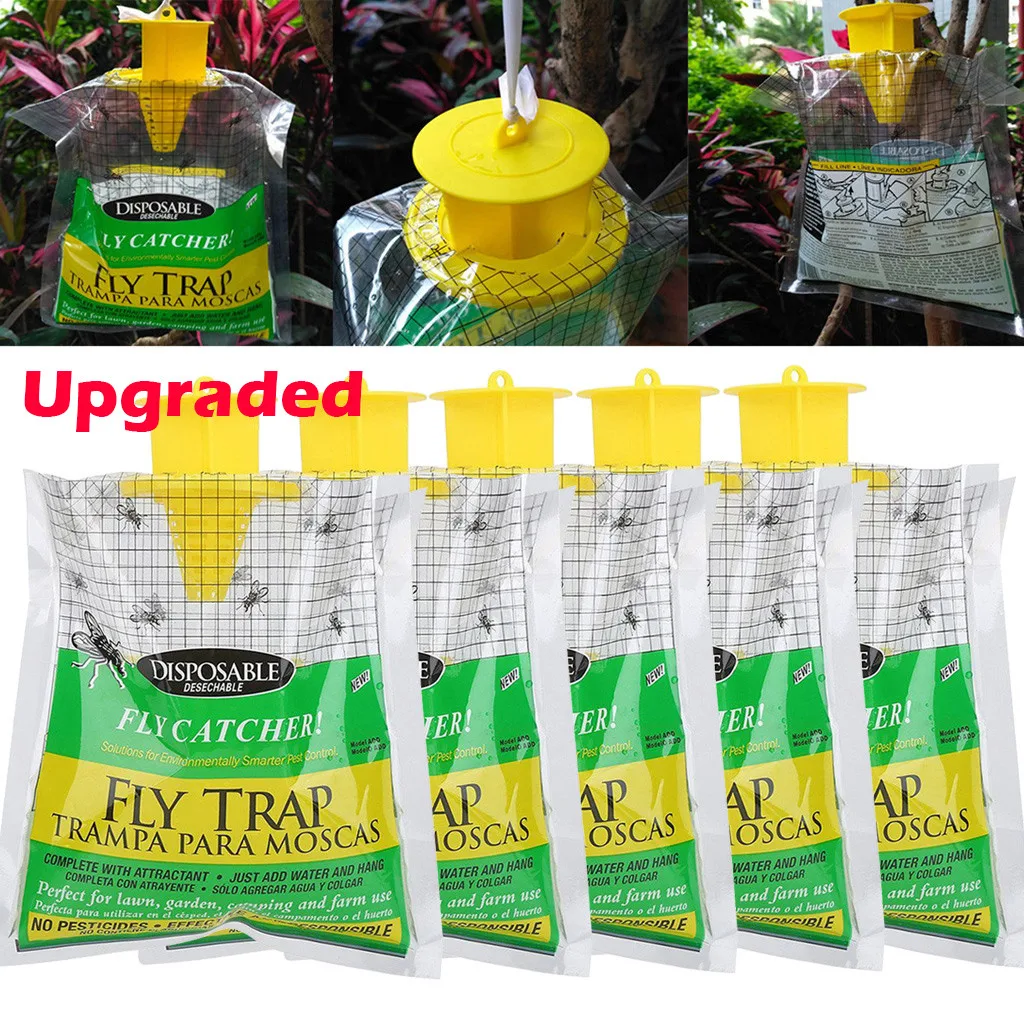 

5pcs Flycatcher Bag Home Garden Outdoor Disposable Fly Trap Fly Catcher Insect Traps Hanging Style Flycatcher Trap Bags 2020