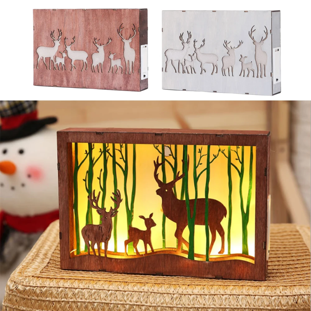 

LED Plaque Sign Wooden Elk Outdoor Gifts Christmas Decoration Luminous 3D Party Xmas Teer Christmas Deer Light Indoor Festival