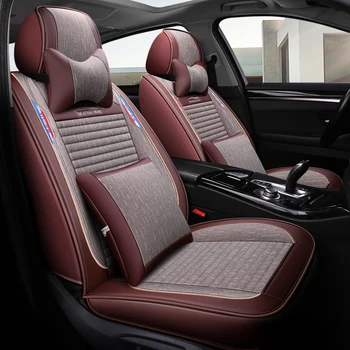 

Full Coverage PU Leather car seat cover flax fiber auto seats covers for Mini hatchback cabrio clubman roadster countryman