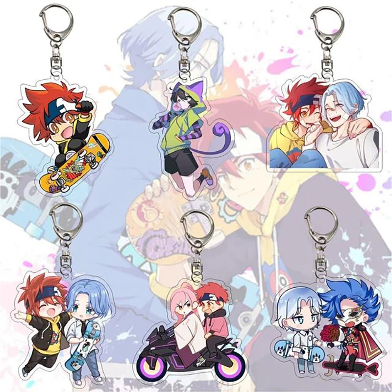 Anime SK SK8 The Infinity Keychains Acrylic Car Keychain Metal Holder Key Ring Men Pendant Key Chain Friends Goth Jewelry Gifts