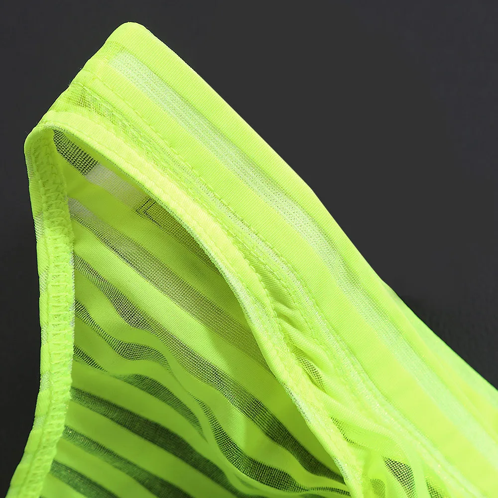 string bikini panties Gay Men's Transparent Underwear Fluorescent Striped High Quality Breathable Seamless Panties Underwear Mini Ice Silk Panties mens bikini underwear