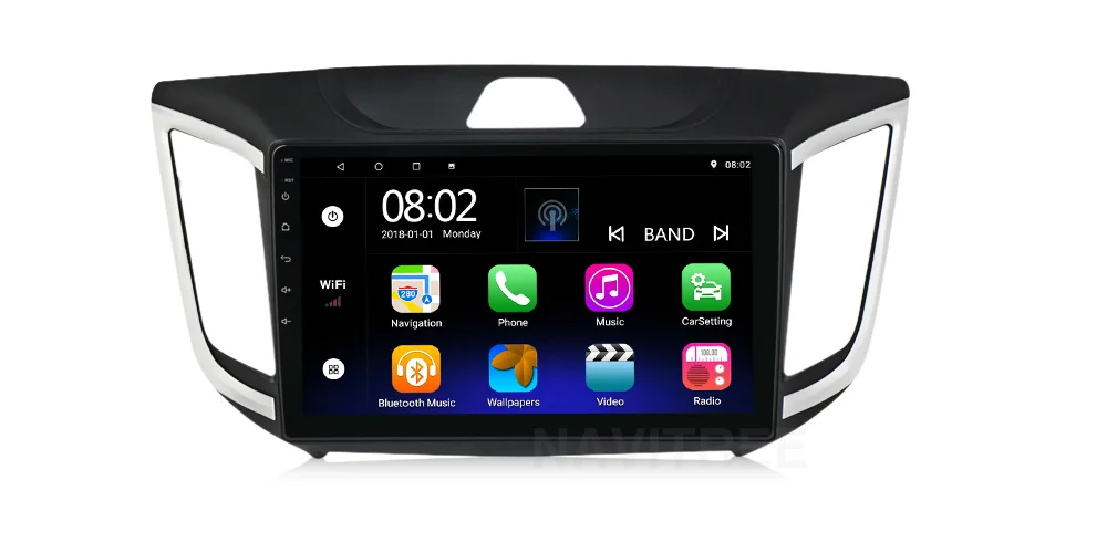 NaviTree 10 дюймов ips Android 9,0 автомобильный Радио мультимедиа для hyundai Creta IX25- bluetooth FM gps Зеркало Ссылка видео выход