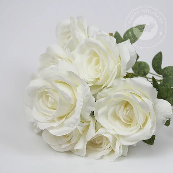 10 Flowers/Bunch Vintage Roses Coffee Bean Paste Purple Grey Pink Silk Bouquet For Birthday Party Wedding Decoration Room Layout 2