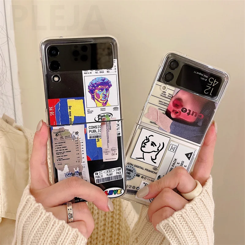 Милый ретро-чехол для телефона с художественными иллюстрациями Samsung Galaxy Z Flip 3 ZFlip3