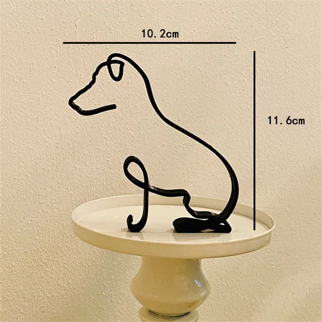 Dog Art Sculpture Iron Animal Ornaments Abstract Minimalist Art Sculpture Home Office Desktop Decoration Cute Pet Dog Crafts 2