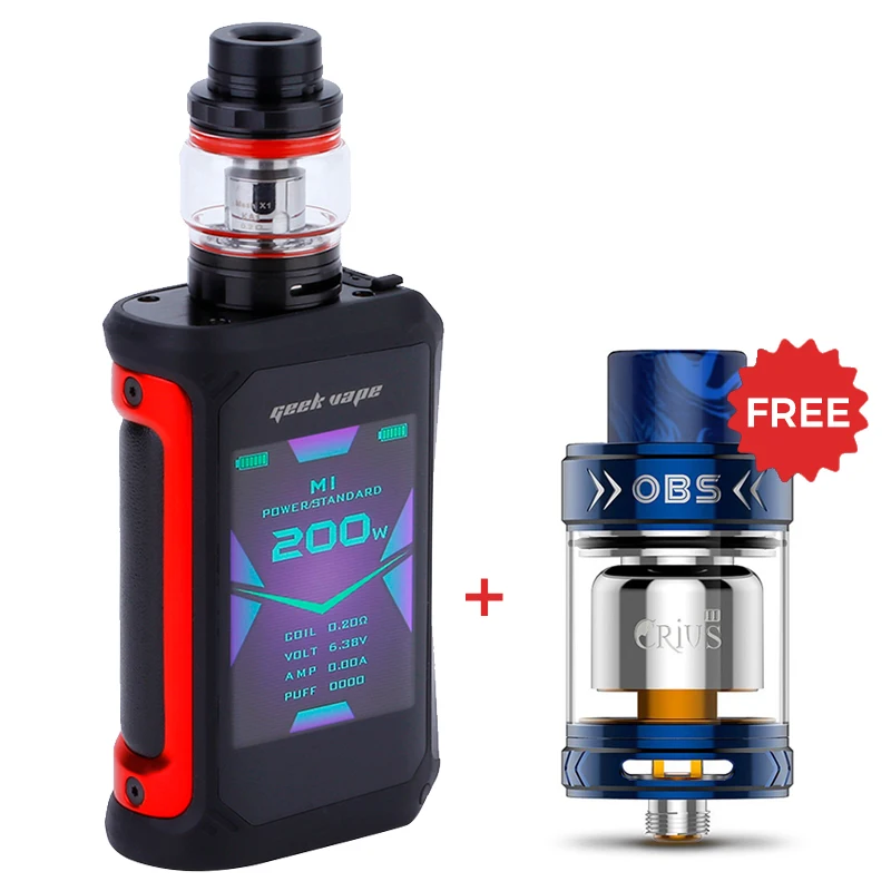 

Free Gift OBS tank!! Geekvape Aegis X 200W TC Vape Kit 5.5ml Zeus Tank by 2*18650 Batteries Box Mod kit electronic cigarette