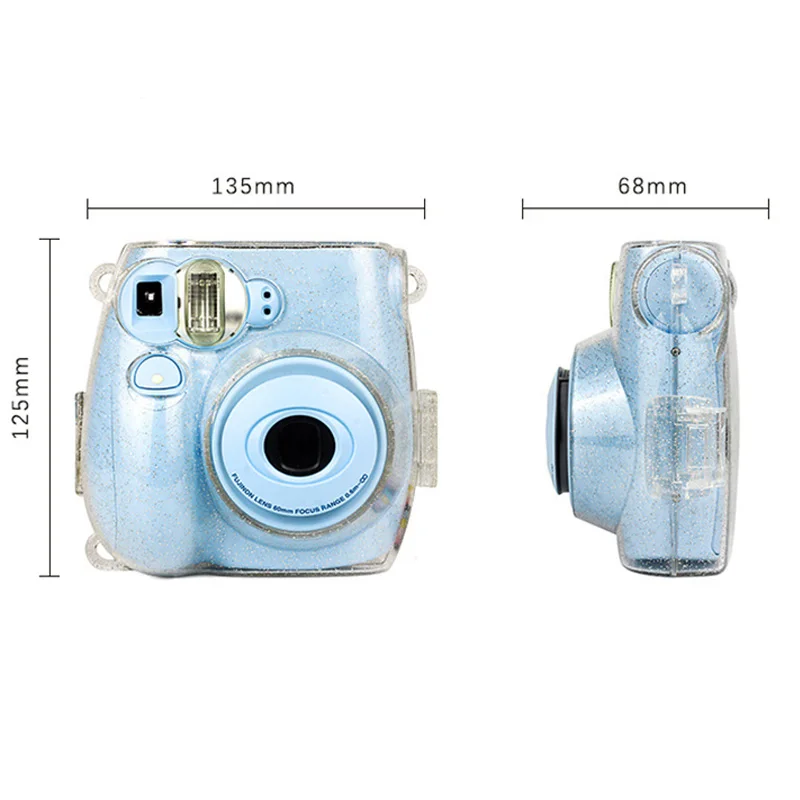 Блестящий Кристальный корпус для Fujifilm Instax Mini 7 S/7C чехол для камеры с красочным ремешком для мгновенного Mini7S/Mini 7C светильник