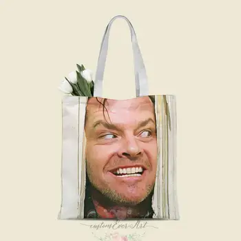 

Heres Johnny Jack Nicholson tote bag custom canvas tote bags for women for teacher Birthday Bags Gift Bag personalized gifts
