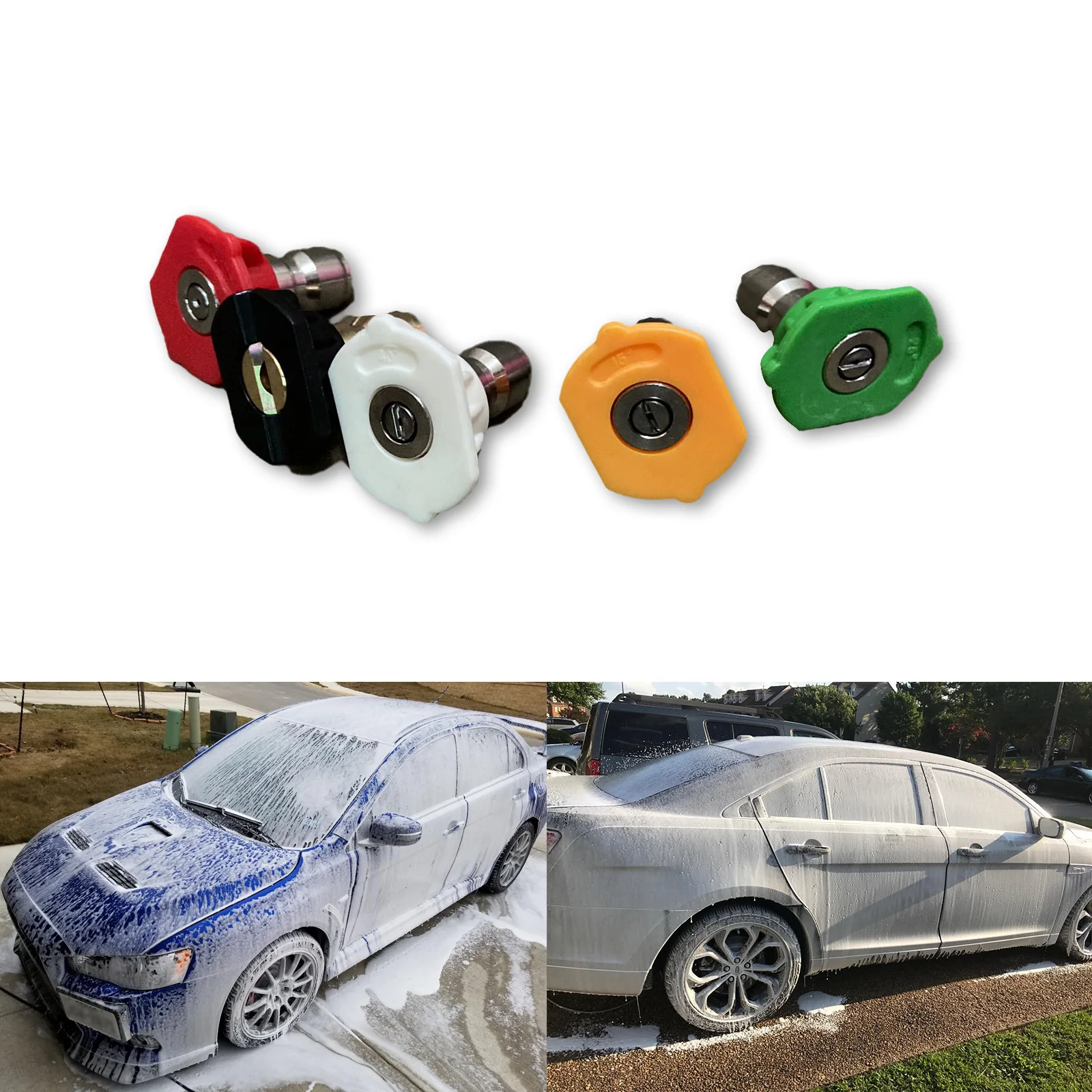 5pcs/set Pressure Washer Nozzle Tips Multiple Degrees 1/4" Quick