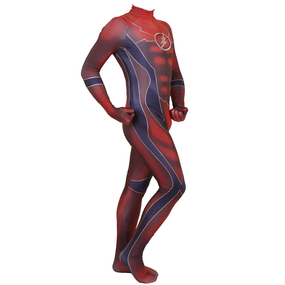 Red Зеленый Красный флэш Барри Аллен косплей костюм супергероя Zentai боди костюм комбинезоны - Цвет: Red