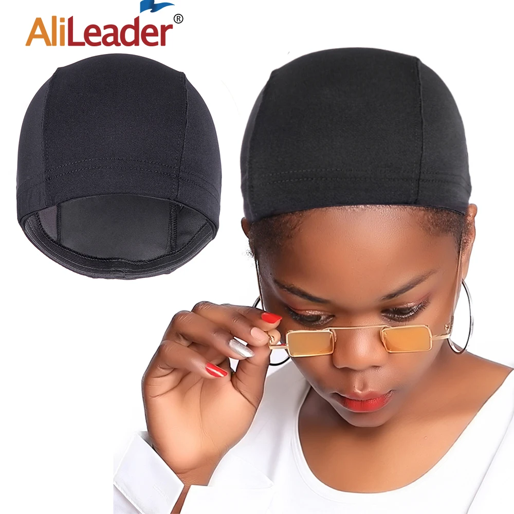AliLeader L/M/S barato malla elástica de Peluca de domo tapa para hacer pelucas de cabello humano negro Beige Red de Spandex sin costuras redes peluca del trazador de líneas