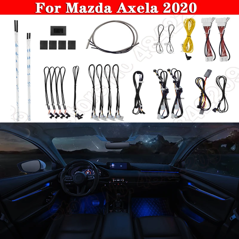 

For Mazda Axela 2017-2020 Car Ambient Light 64-Color Set Auto Button Control Decorative Atmosphere Lamp illuminated LED strip