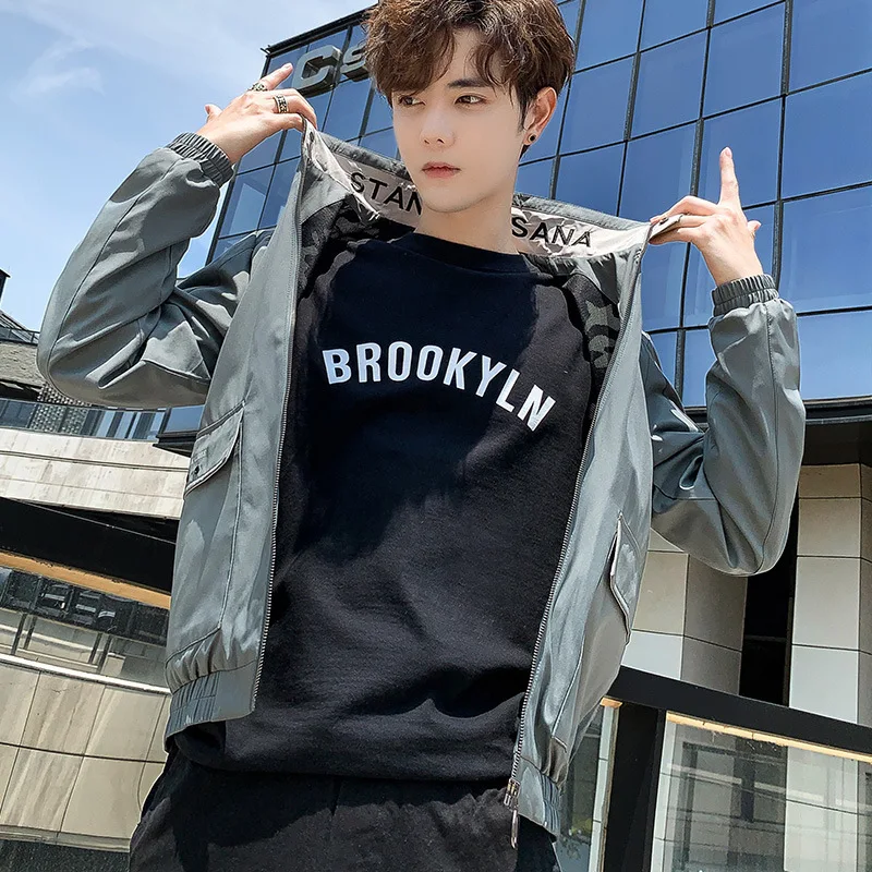

2020 New Style Men Korean-style Trend Stand Collar Jacket Spring And Autumn Youth Fashion Baseball Uniform Loose Casual Coat