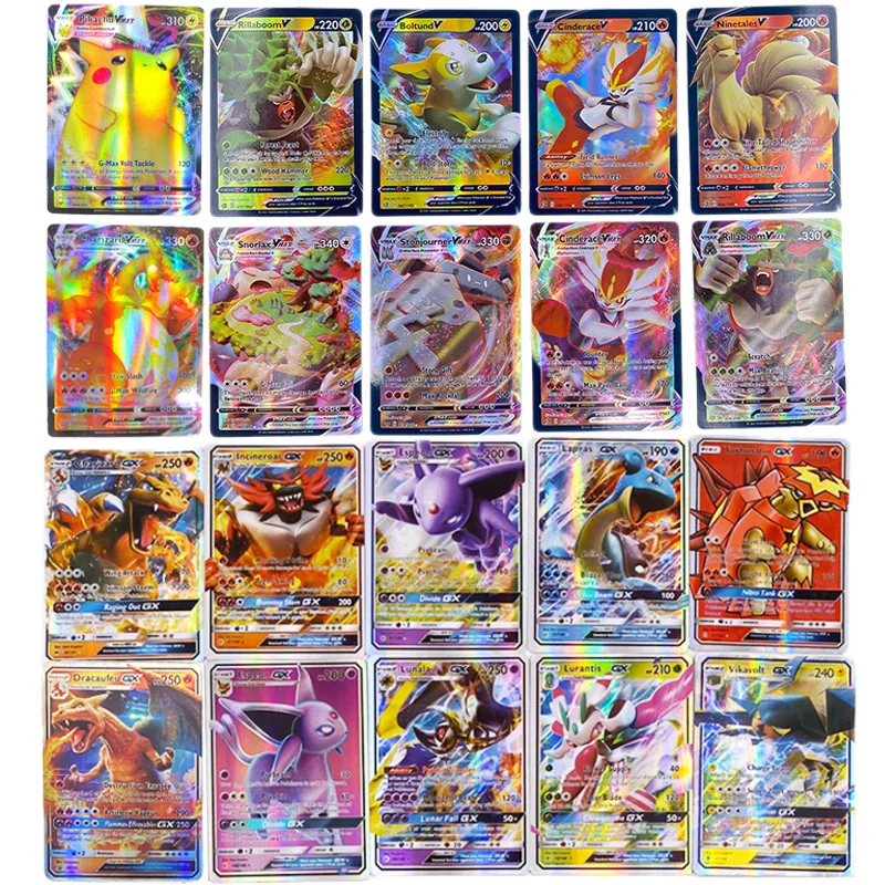 Pokemon-cartas GX brillantes para niños, TAKARA TOMY, juego de cartas, VMAX GX V MAX, Batalla, juego comercial
