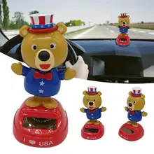 Solar Shaking Head Toys Car Ornaments Swinging Bear Car Decoration Cartoon Car Doll Car Interior Kids Toys Gift