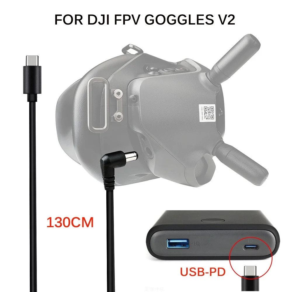 Per DJI FPV Goggles V2 Cavo di ricarica Occhiali volanti Connettore di ricarica Linea di alimentazione di DJI FPV Combo RC Drone Accessori 30CM