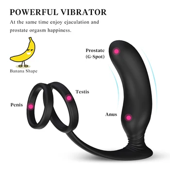 PHANXY Male Prostate Massage Vibrator Anal Plug Silicone Prostate Stimulator Butt Plug Delay Ejaculation Ring Toy For Men 3