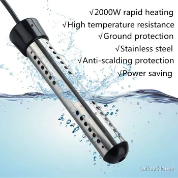 

Electric Water Heater Stainless Steel Guard Submersible Heater Auto Shutoff Rapid Heating In Minute US 1500W Immersion Heater