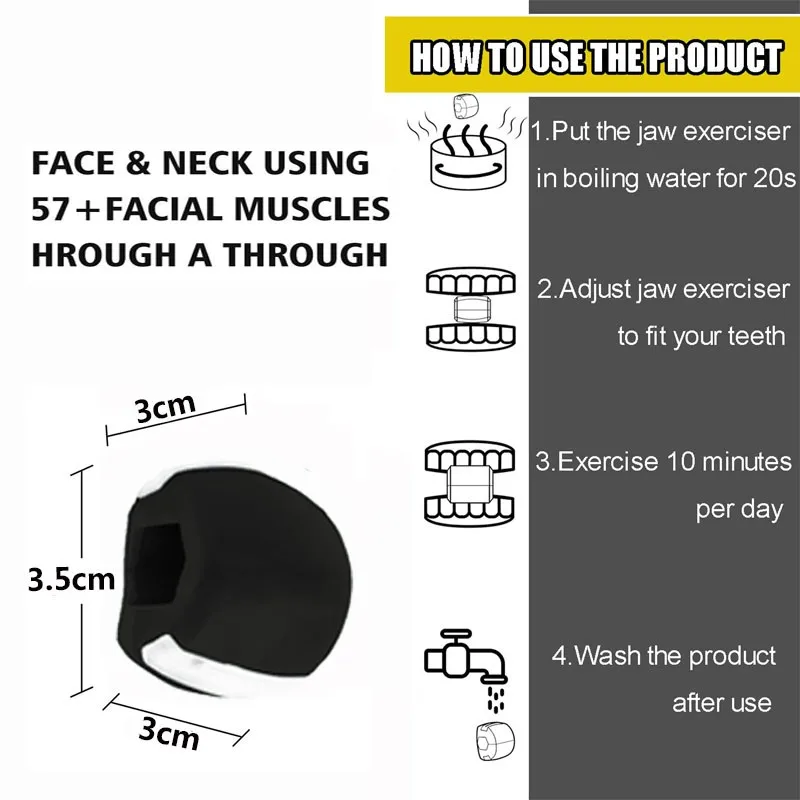 Fitness Face Masseter Men Women Facial Pop Go Mouth Jawline Jaw Muscle Exerciser Chew Ball Bite Breaker Training Body Skin