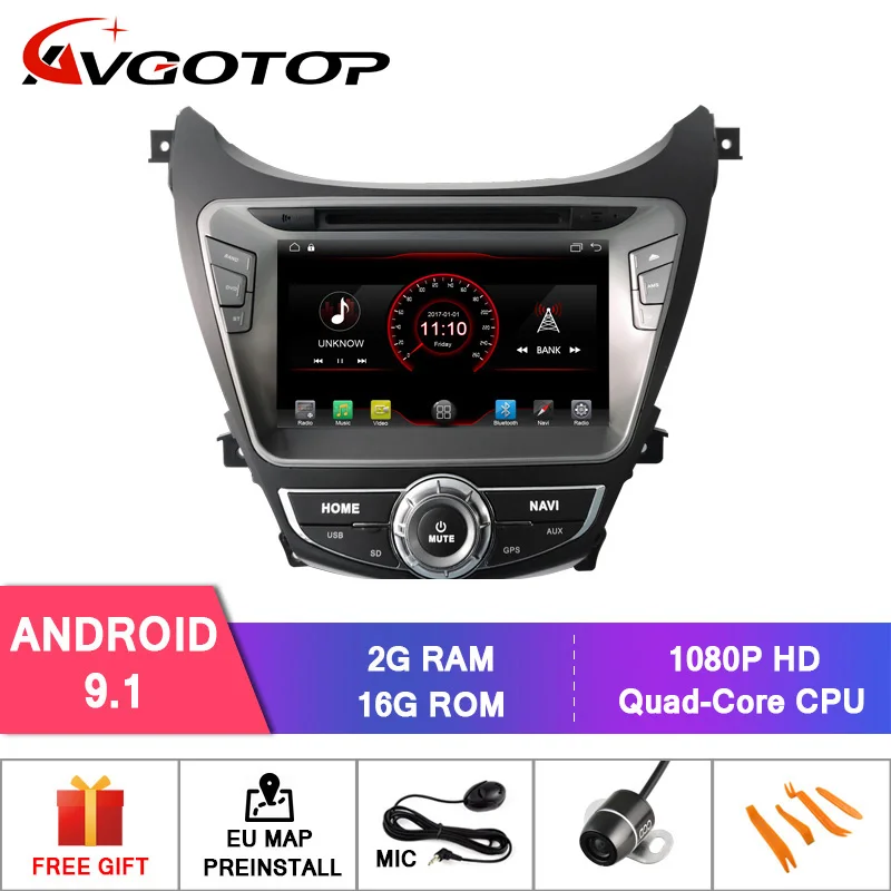 

AVGOTOP Android 9 WINCE Bluetooth GPS Car Radio DVD Player for HYUNDAI ELANTRA 2013 2G 16G MP3 MP4 Vehicle Multimedia