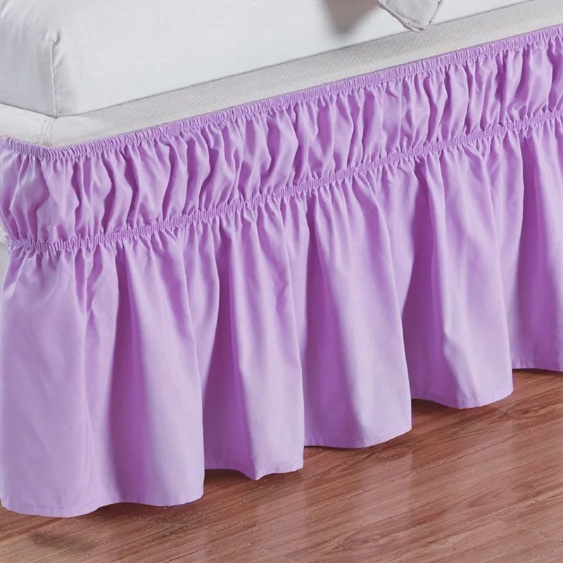 Light Purple Эластичная лента, юбка для кровати, без поверхности, для дома, отеля, кровать, юбка, покрывало, покрывало, постельные принадлежности, одноцветные - Цвет: Light Purple