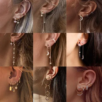 

Fashion Geometric Crystal Star Moon Butterfly Pendants Earring For Women 2020 Alloy Earrings New Vintage Jewelry Party Gift