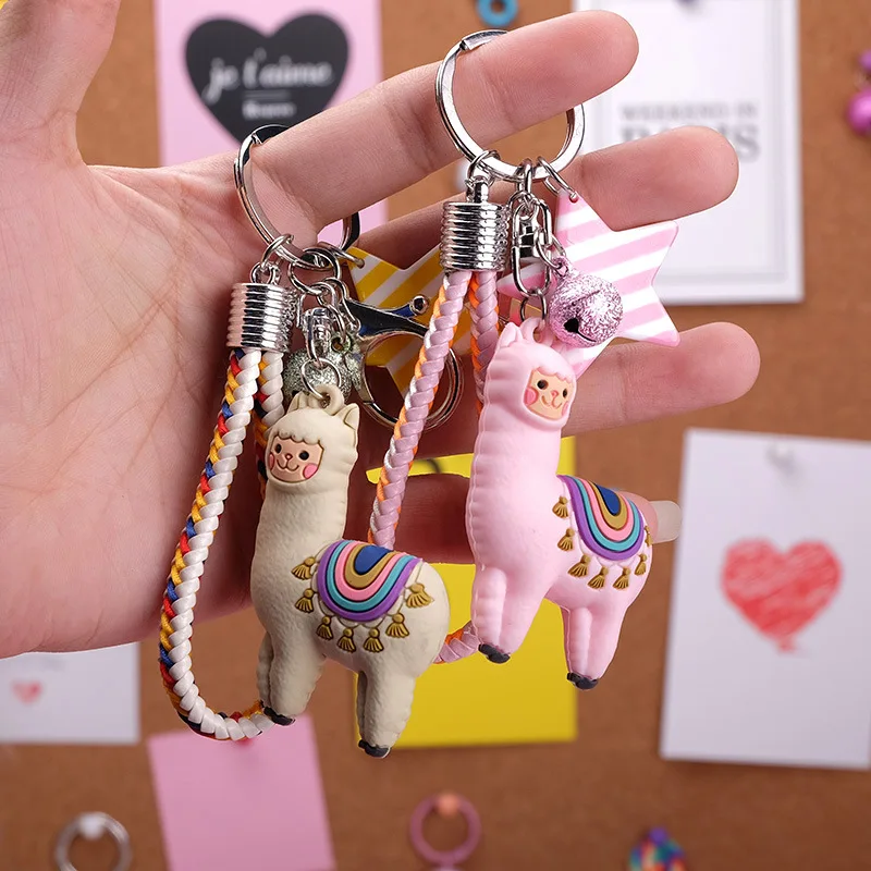 

New Star Three-dimensional Bell Luck Zodiac Cute Alpaca Keychain Doll Creative Cartoon Little Sheep Bag Pendant Jewelry Women