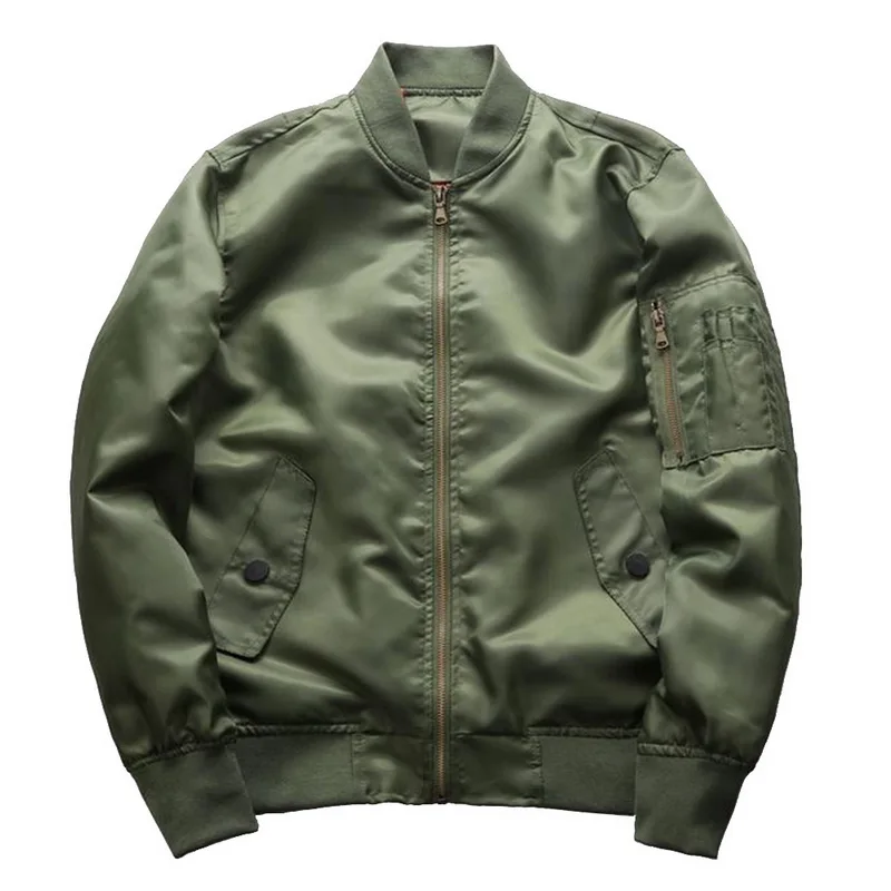 Plus Size Military Style Male Bomber Jacket Flight Pilot Jackets Fashion Zipper Pockert Coat College Outerwear Men Spring Autumn