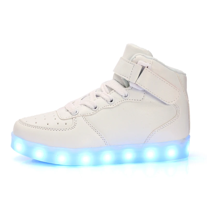 Детский модный Jark 1 вспышка светильник обувь для маленьких мальчиков и девочек Jark 11 туфли в ретро-стиле Детские кроссовки зарядки люминесценции 9,5~ 3,5 - Цвет: White