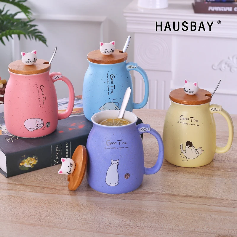 

Color Cat Mug Cup Ceramic Heat-Resistant Coffee Milk Tea Cup with Lid Creative Gift for Girlfriend Student Mug Home Decor 1103