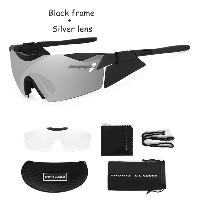 black silver Наружные походные очки для рыбалки, анти-УФ очки для мужчин и женщин, велосипедные очки для езды на велосипеде, очки для альпинизма, кемпинга, горной дороги, велосипедные очки - Цвет: black silver