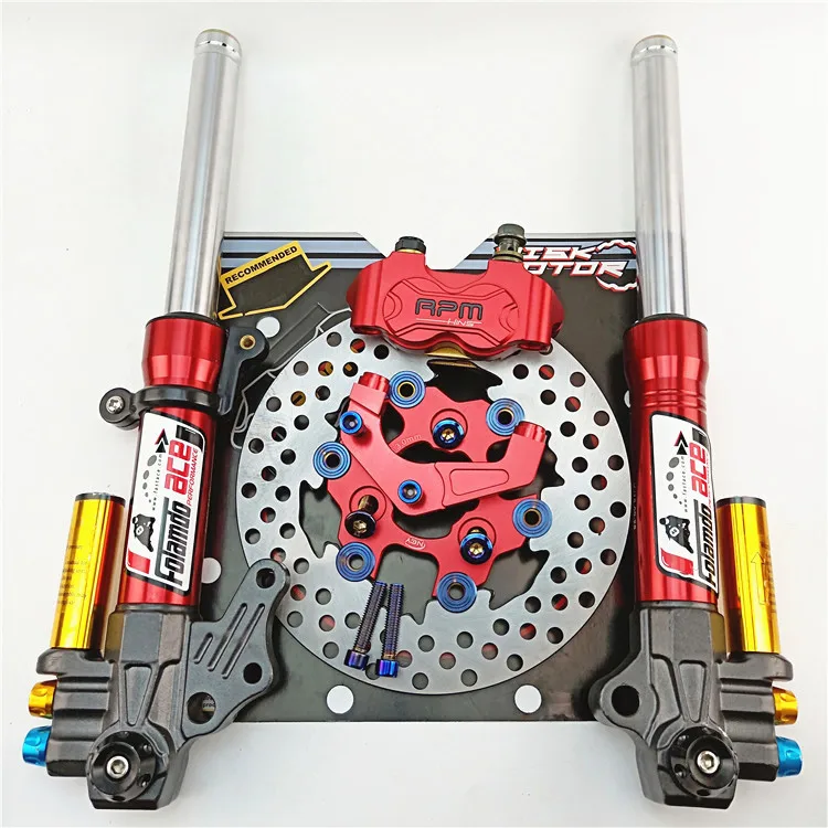 

Motorcycle Front Shock Absorbers front Fork 27mm/370mm+Brake pump + bracket + 200mm floating disc For Yamaha Scooter Modify